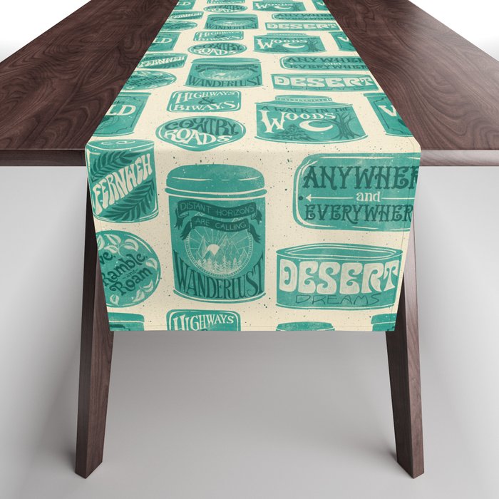 Vagabondâs Cupboard - teal and cream Table Runner Gallery Image 1