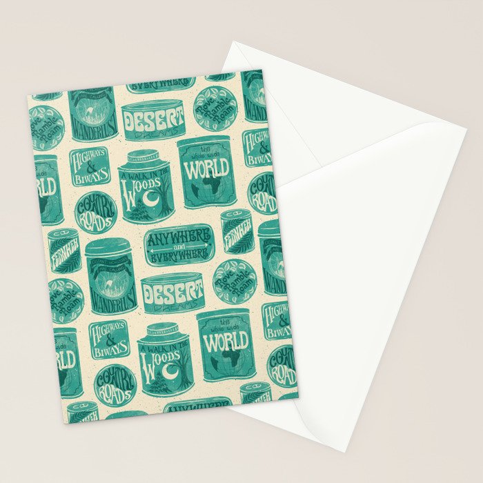 Vagabondâs Cupboard - teal and cream Stationery Card Gallery Image 2