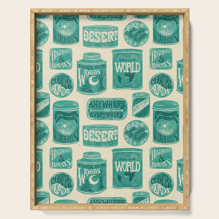 Vagabondâs Cupboard - teal and cream Serving Tray Gallery Image 1