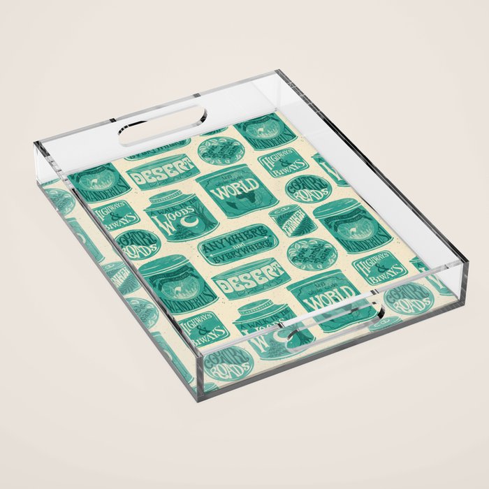 Vagabondâs Cupboard - teal and cream Acrylic Tray Gallery Image 1