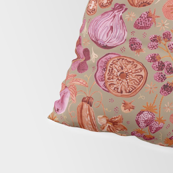 Garden Vegetables and Fresh Fruit in Mocha Mousse Pillow Sham Gallery Image 4