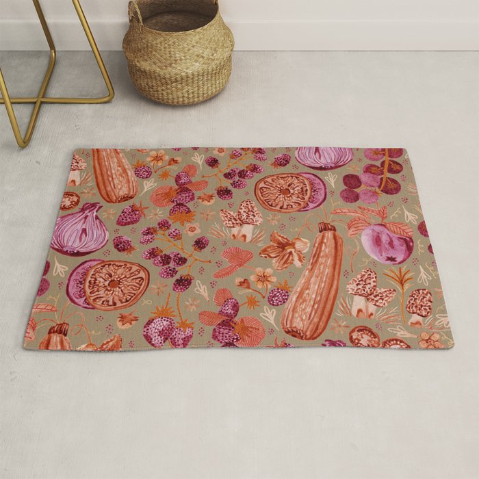 Garden Vegetables and Fresh Fruit in Mocha Mousse Rug Gallery Image 1