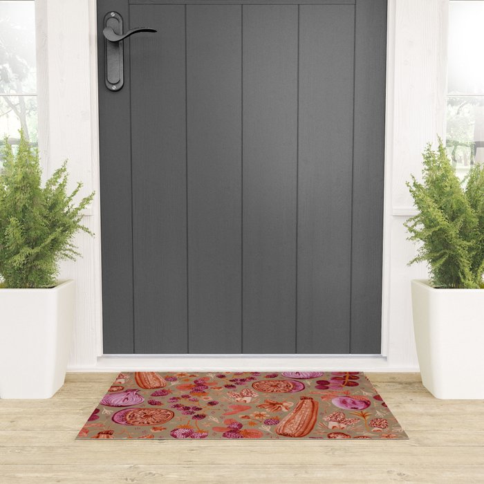 Garden Vegetables and Fresh Fruit in Mocha Mousse Welcome Mat Gallery Image 3