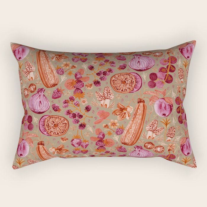 Garden Vegetables and Fresh Fruit in Mocha Mousse Rectangular Pillow Gallery Image 1
