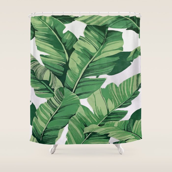Tropical banana leaves VI Shower Curtain Gallery Image 1