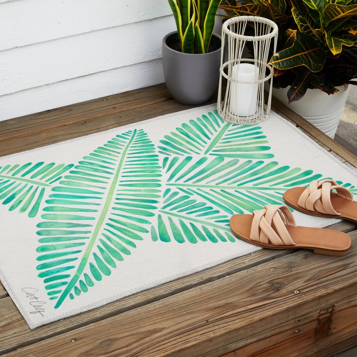 Tropical Banana Leaves - Mint Palette Outdoor Rug Gallery Image 2
