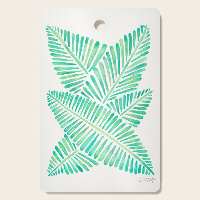 Tropical Banana Leaves - Mint Palette Cutting Board Gallery Image 1