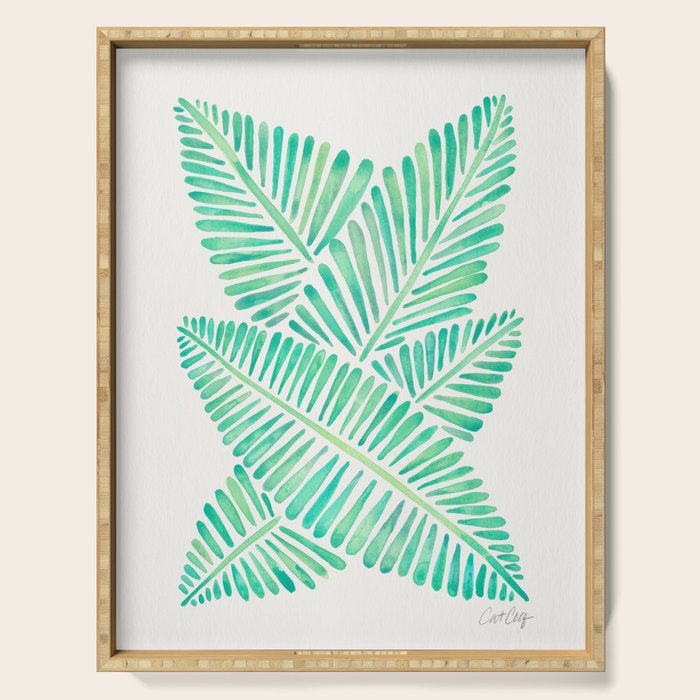 Tropical Banana Leaves - Mint Palette Serving Tray Gallery Image 1