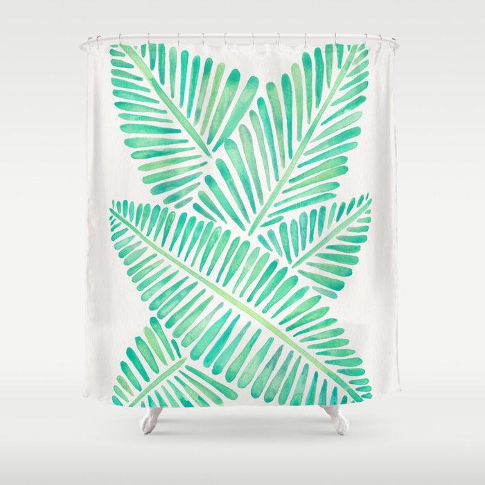 Tropical Banana Leaves - Mint Palette Shower Curtain Gallery Image 1