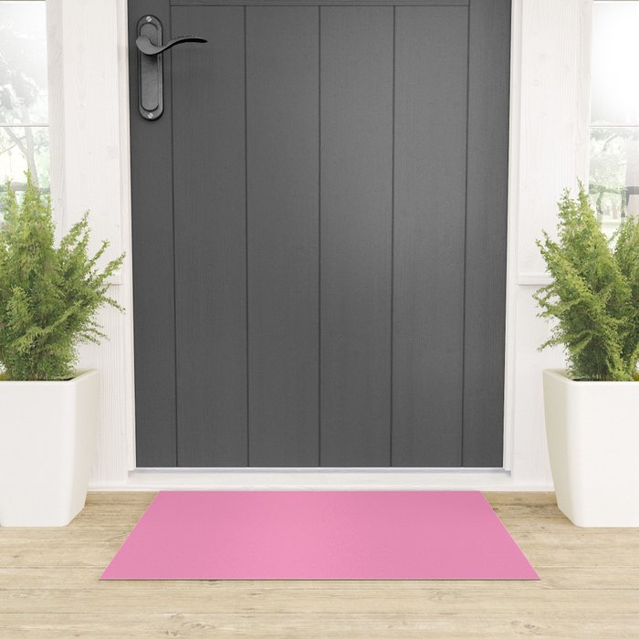 Cheerful Pink Solid Color Welcome Mat Gallery Image 3