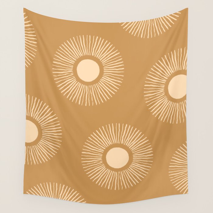 Sun Pattern - Amber Gold Wall Tapestry Gallery Image 4