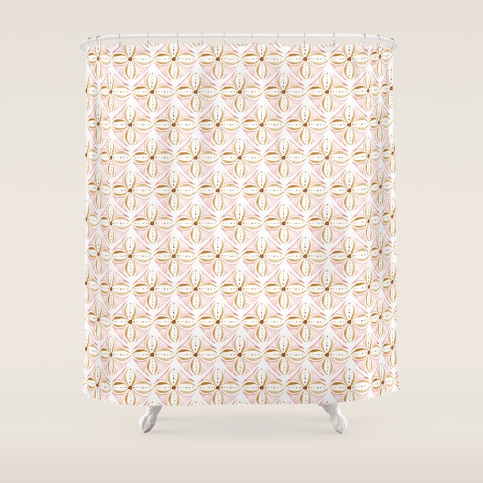 Rose Gold Watercolor Tile Shower Curtain Gallery Image 1