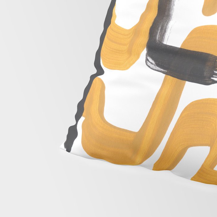 Mid Century Abstract Black & Yellow Fun Pattern 70's Mustard Ripples Lines Retro Style Pillow Sham Gallery Image 4