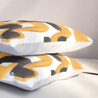 Mid Century Abstract Black & Yellow Fun Pattern 70's Mustard Ripples Lines Retro Style Pillow Sham Gallery Image 3
