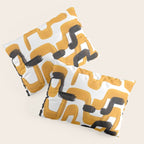 Mid Century Abstract Black & Yellow Fun Pattern 70's Mustard Ripples Lines Retro Style Pillow Sham Gallery Image 3
