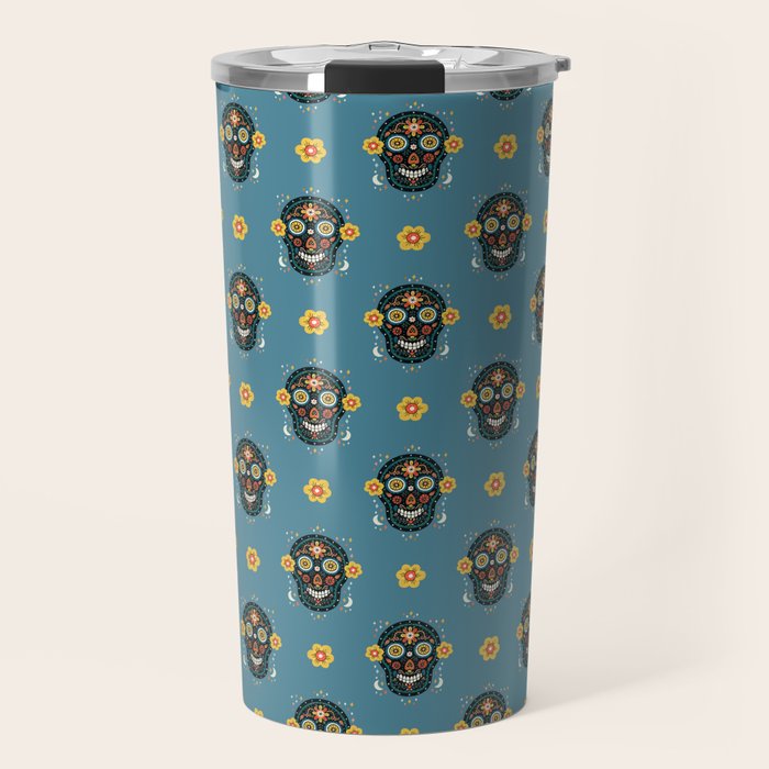 Happy Haunting | Day of Dead Skull Travel Mug Gallery Image 1