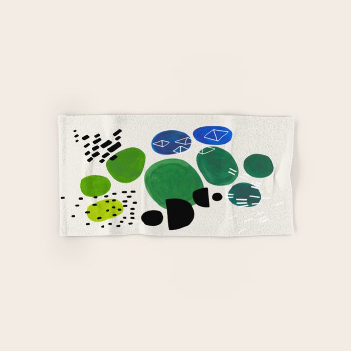 Fun Abstract Minimalist Mid Century Modern Colorful Shapes Lime Green Blue Watercolor Bubbles Towels Gallery Image 1