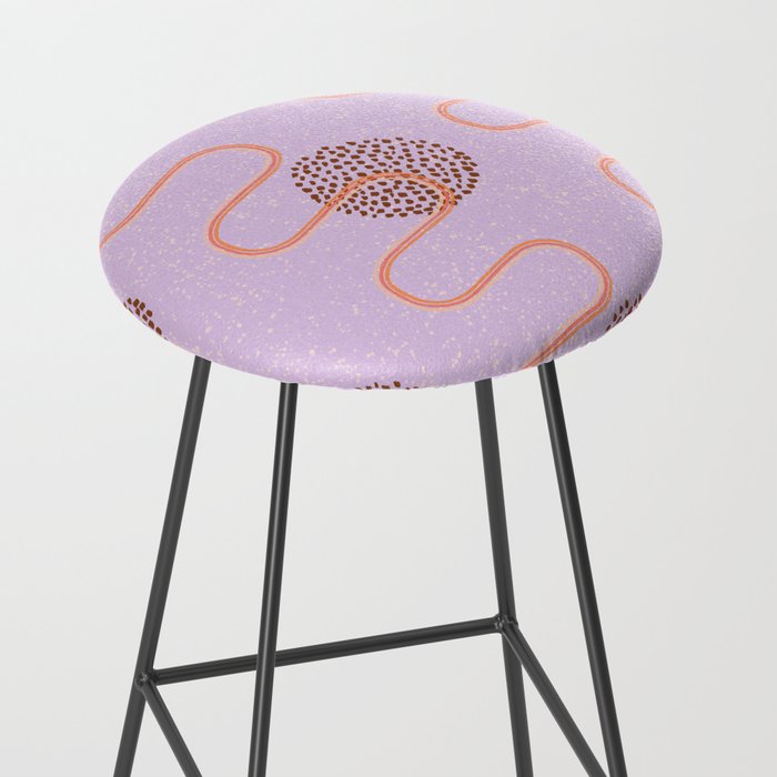 Abstract Fields in Lavender & Brown Stool Gallery Image 2