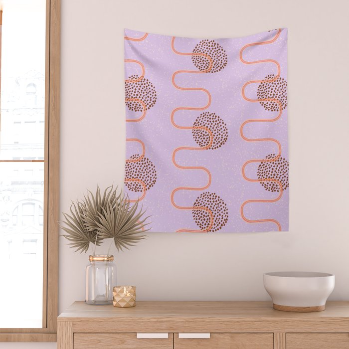 Abstract Fields in Lavender & Brown Wall Tapestry Gallery Image 2