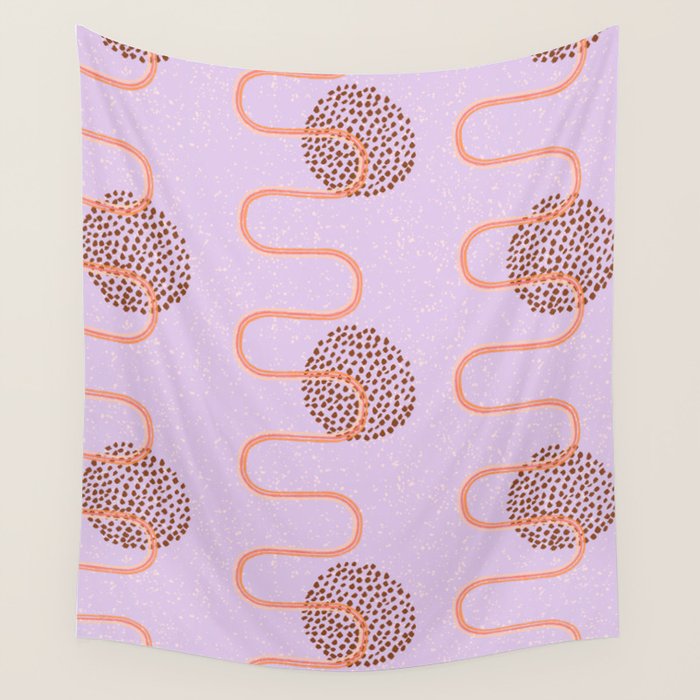 Abstract Fields in Lavender & Brown Wall Tapestry Gallery Image 1