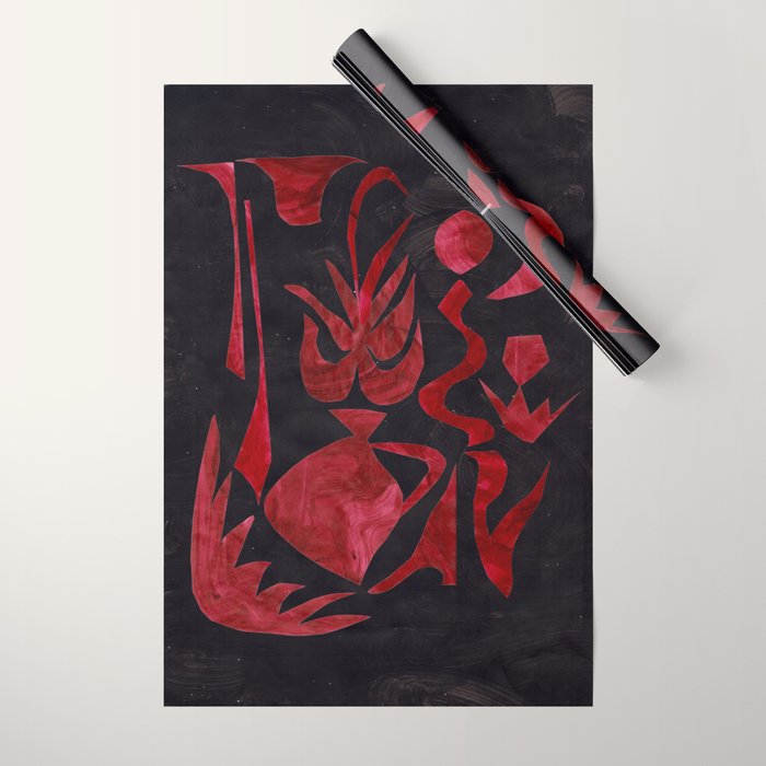 Crimson Dream In Black Wrapping Paper Gallery Image 1