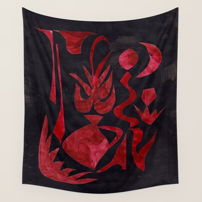 Crimson Dream In Black Wall Tapestry Gallery Image 1