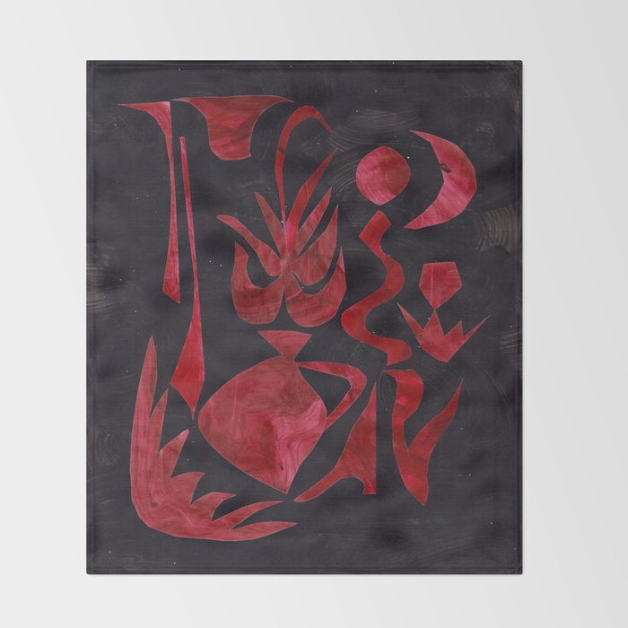 Crimson Dream In Black Throw Blanket Gallery Image 2