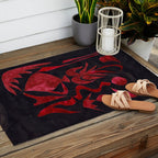 Crimson Dream In Black Outdoor Rug Gallery Image 2