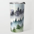 Misty Mountain Pines - Foggy Forest Watercolor Painting Travel Mug Gallery Image 2