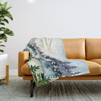 Misty Mountain Pines - Foggy Forest Watercolor Painting Throw Blanket Gallery Image 1