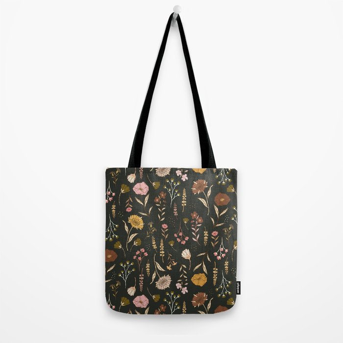 Spring Garden Flower Collection - Charcoal Black Tote Bag Gallery Image 2