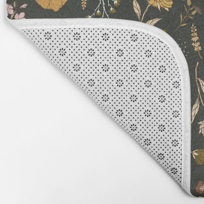Spring Garden Flower Collection - Charcoal Black Bath Mat Gallery Image 2
