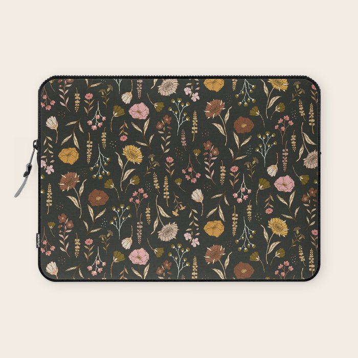 Spring Garden Flower Collection - Charcoal Black Laptop Sleeve Gallery Image 1
