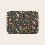 Spring Garden Flower Collection - Charcoal Black Bath Mat Gallery Image 1