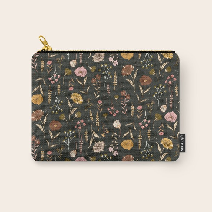 Spring Garden Flower Collection - Charcoal Black Carry All Pouch Gallery Image 1