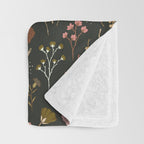 Spring Garden Flower Collection - Charcoal Black Throw Blanket Gallery Image 3
