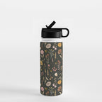 Spring Garden Flower Collection - Charcoal Black Water Bottle Gallery Image 1