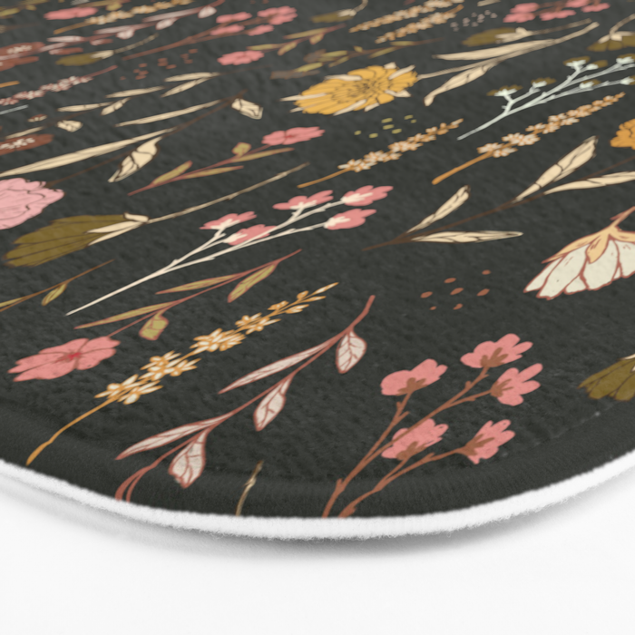 Spring Garden Flower Collection - Charcoal Black Bath Mat Gallery Image 3