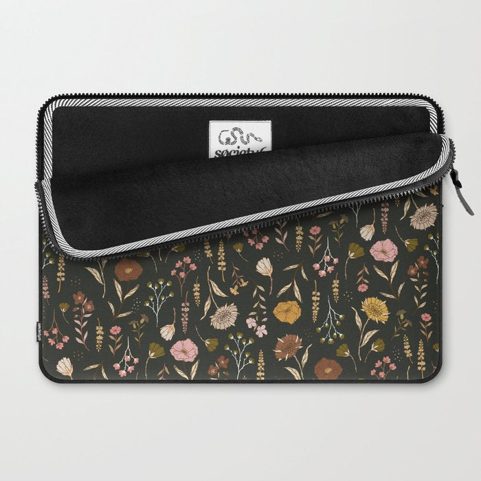 Spring Garden Flower Collection - Charcoal Black Laptop Sleeve Gallery Image 2