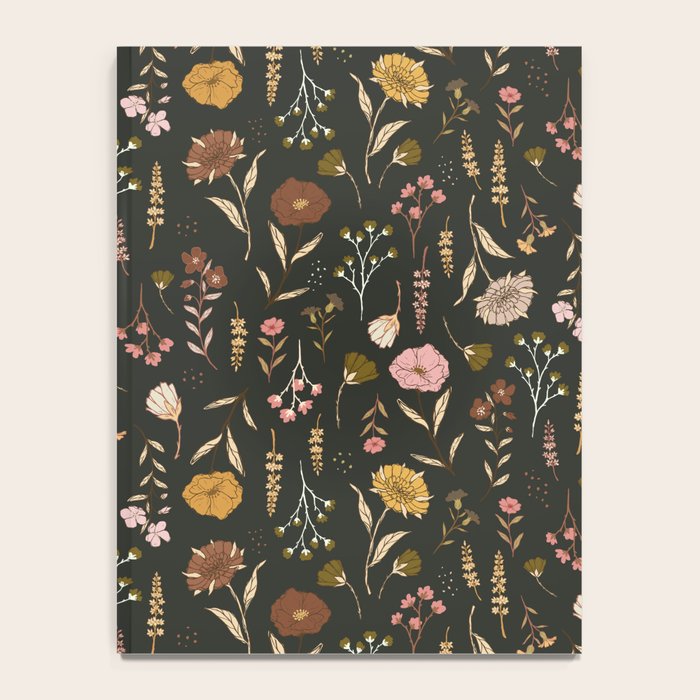 Spring Garden Flower Collection - Charcoal Black Notebook Gallery Image 4