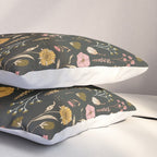 Spring Garden Flower Collection - Charcoal Black Pillow Sham Gallery Image 3