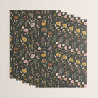 Spring Garden Flower Collection - Charcoal Black Wrapping Paper Gallery Image 3