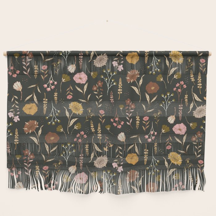 Spring Garden Flower Collection - Charcoal Black Wall Hanging Gallery Image 1
