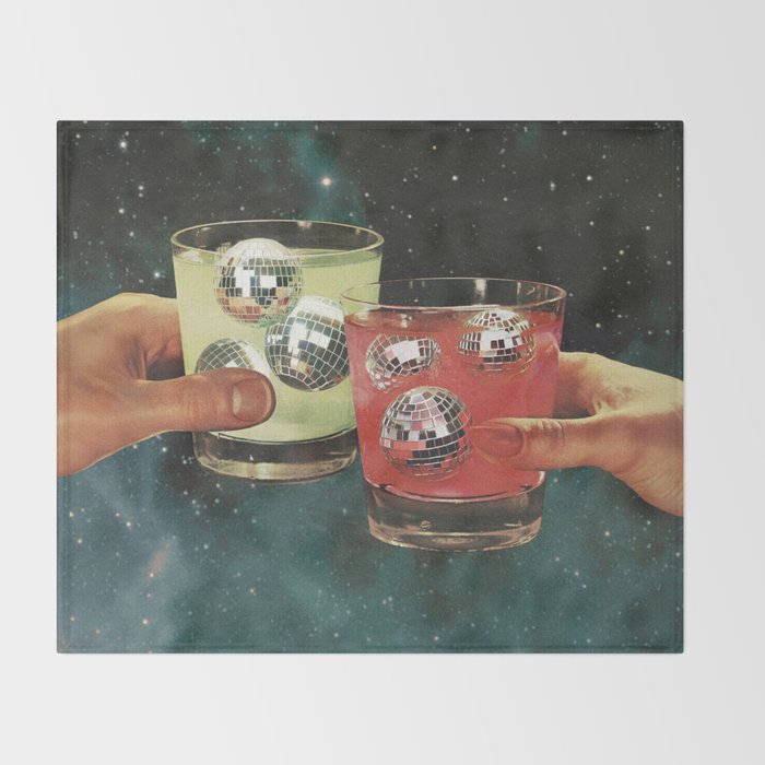 Cosmic Cheers - Disco Ball Margarita Throw Blanket Gallery Image 2