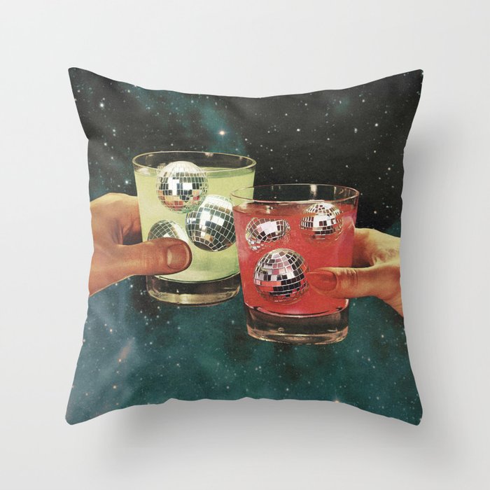 Cosmic Cheers - Disco Ball Margarita Throw Pillow Gallery Image 6