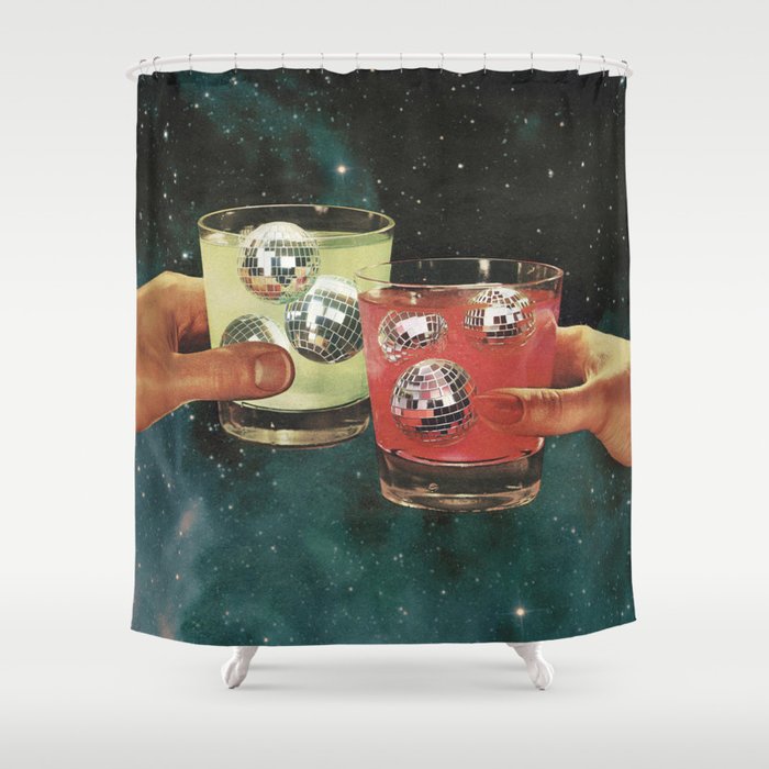 Cosmic Cheers - Disco Ball Margarita Shower Curtain Gallery Image 1