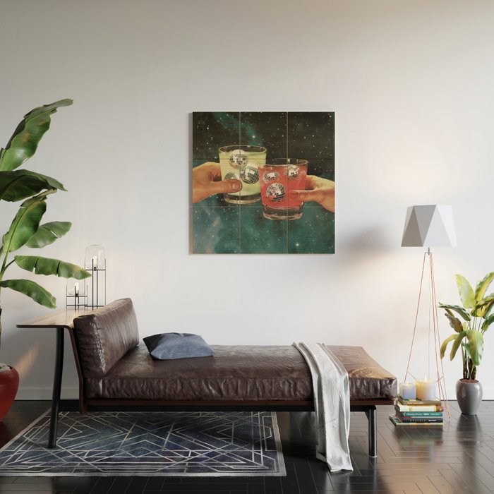 Cosmic Cheers - Disco Ball Margarita Wood Wall Art Gallery Image 2