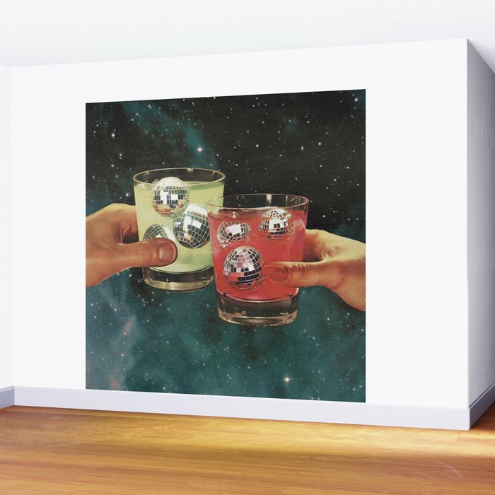 Cosmic Cheers - Disco Ball Margarita Wall Mural Gallery Image 2