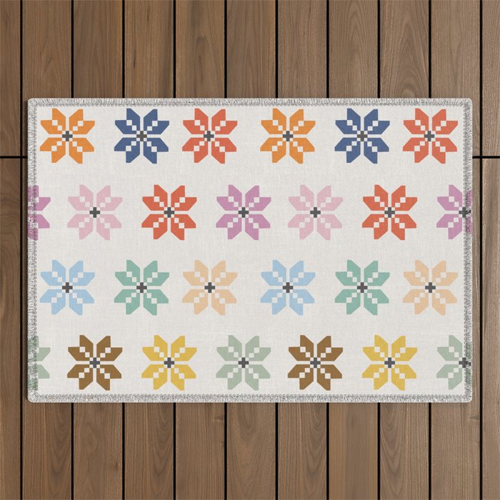 Elegant Pastel Festive Stars Pattern Outdoor Rug Gallery Image 1