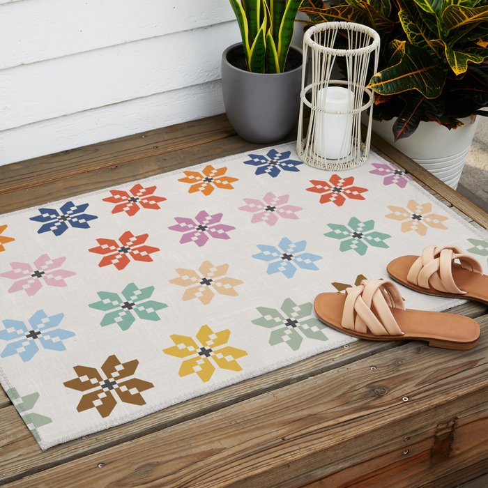 Elegant Pastel Festive Stars Pattern Outdoor Rug Gallery Image 2